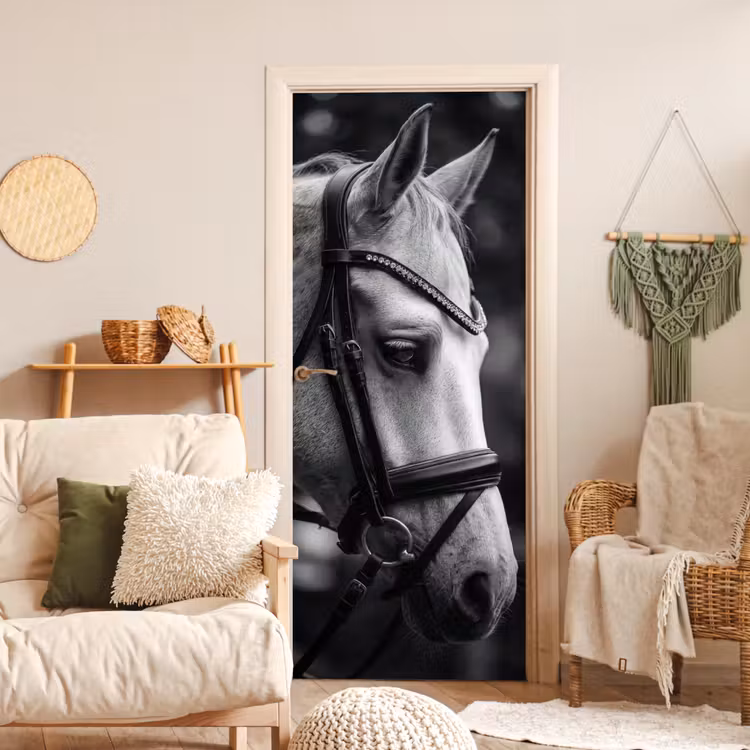 Paard - Schimmel - Portret deurposter klein -sfeer2