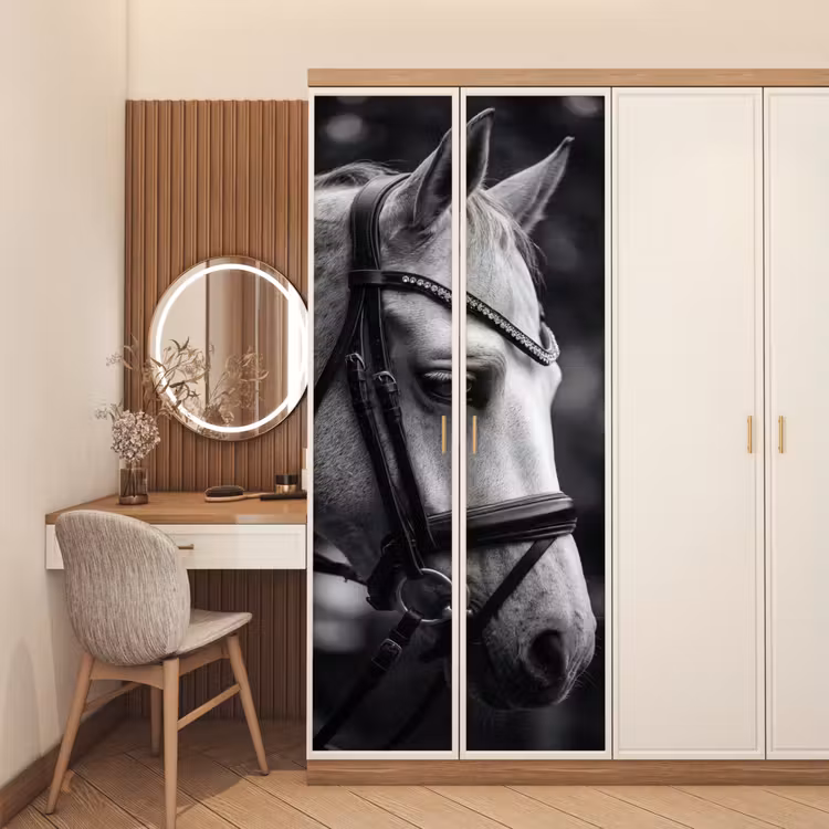Paard - Schimmel - Portret deurposter klein -sfeer3