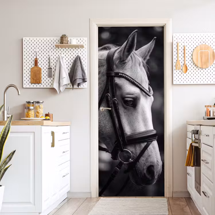 Paard - Schimmel - Portret deurposter klein -sfeer5