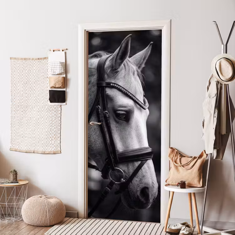 Paard - Schimmel - Portret deurposter klein -sfeer6