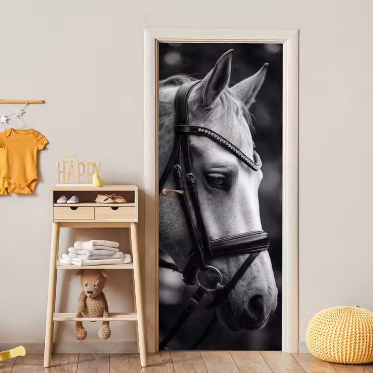 Paard - Schimmel - Portret deurposter klein -sfeer4