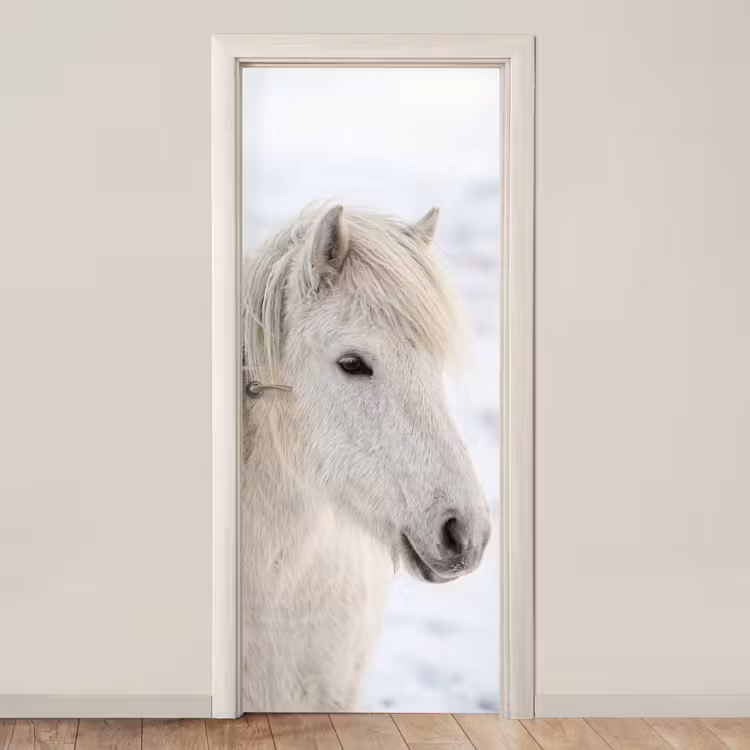 Paard - Kop - Winter - Dieren - Wit deurposter klein -3d_beige