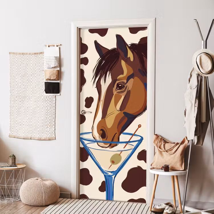 Paard - Martini - Dieren - Abstract - Bruin deurposter klein -sfeer6