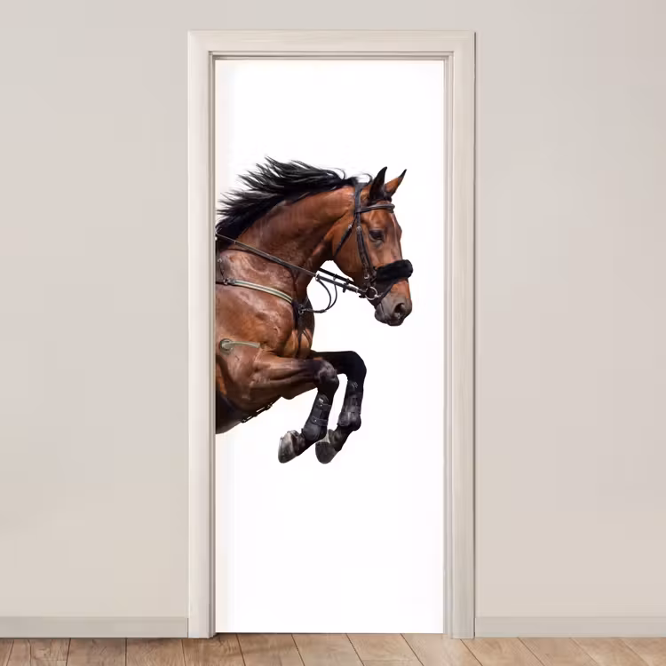 Paard - Springen - Modern deurposter klein -3d_beige