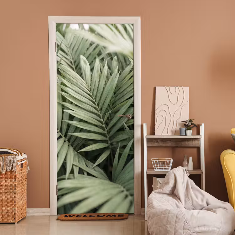 Plant - Palmbladeren - Natuur - Groen deurposter klein -sfeer1