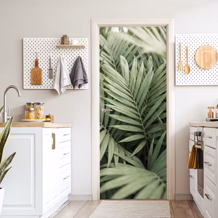Plant - Palmbladeren - Natuur - Groen deurposter klein -sfeer5