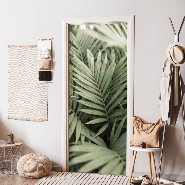 Plant - Palmbladeren - Natuur - Groen deurposter klein -sfeer6