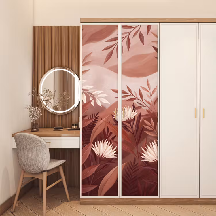 Planten - Bladeren - Botanisch - Modern - Bruin deurposter klein -sfeer3