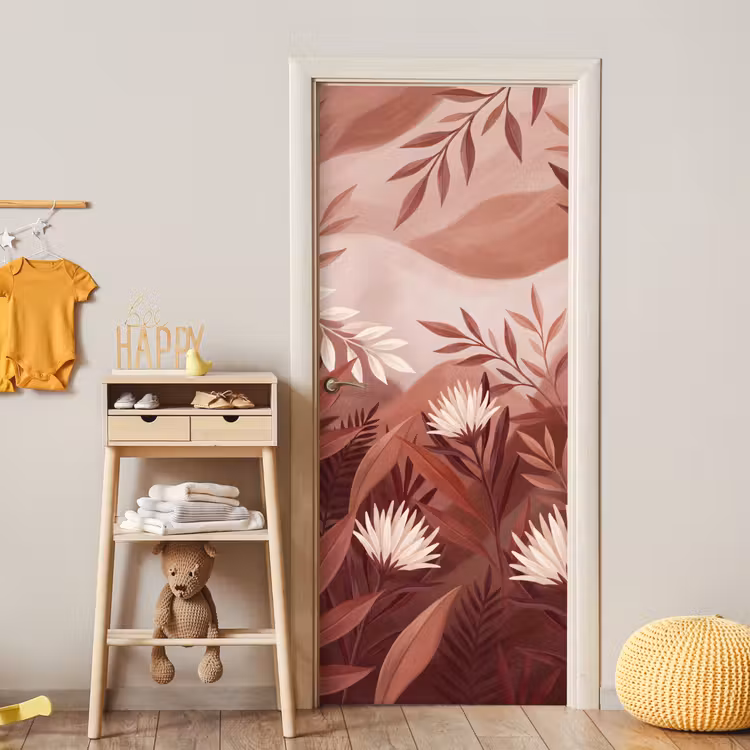 Planten - Bladeren - Botanisch - Modern - Bruin deurposter klein -sfeer4