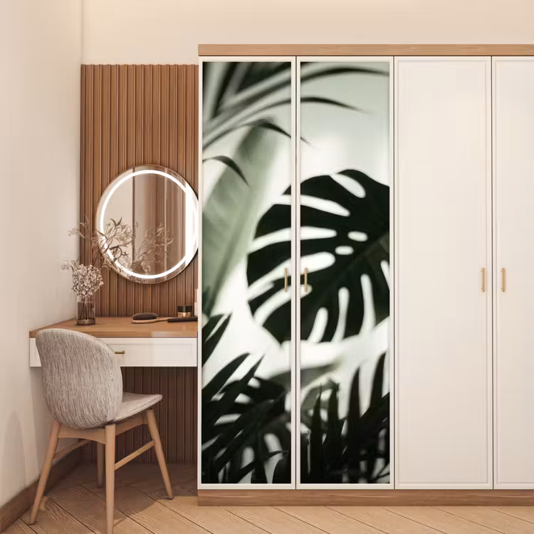 Planten - Bladeren - Natuur - Minimalistisch - Groen deurposter klein -sfeer3