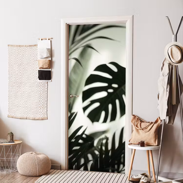 Planten - Bladeren - Natuur - Minimalistisch - Groen deurposter klein -sfeer6