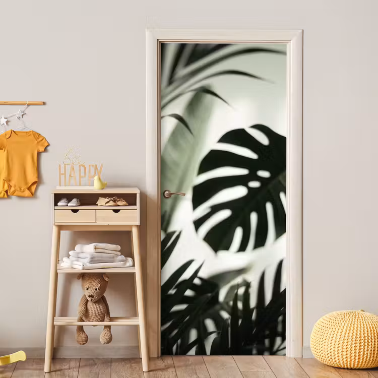 Planten - Bladeren - Natuur - Minimalistisch - Groen deurposter klein -sfeer4