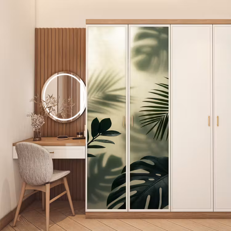 Planten - Bladeren - Schaduwen - Groen - Modern deurposter klein -sfeer3