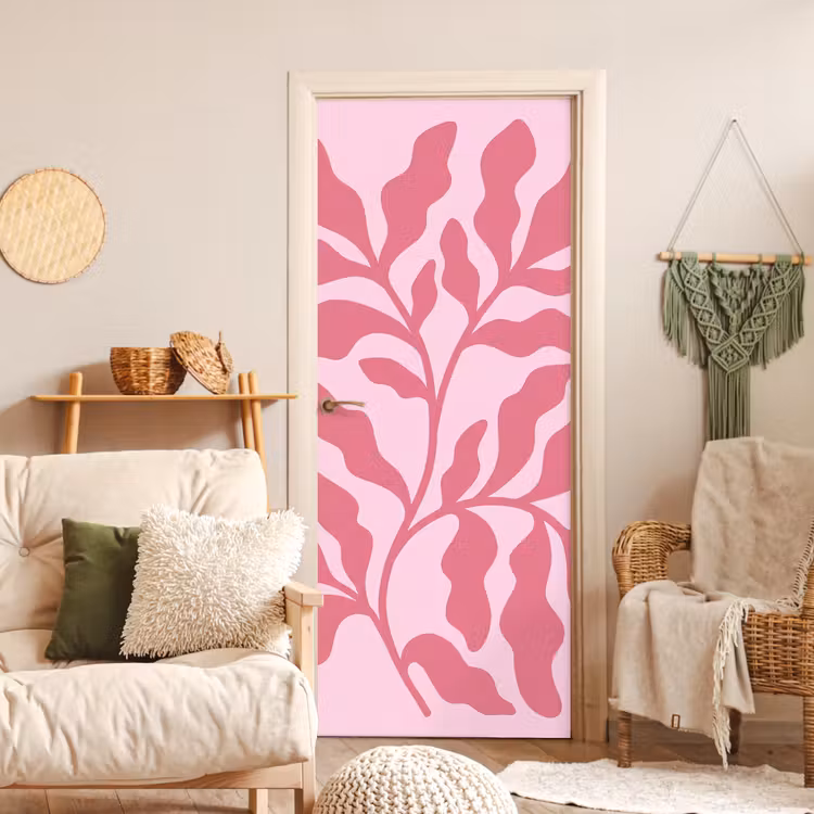 Planten - Organisch - Abstract - Modern - Roze deurposter klein -sfeer2