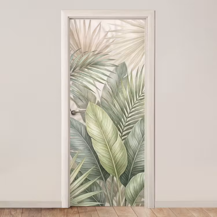 Planten - Tropisch - Bladeren - Groen - Natuur deurposter klein -3d_beige