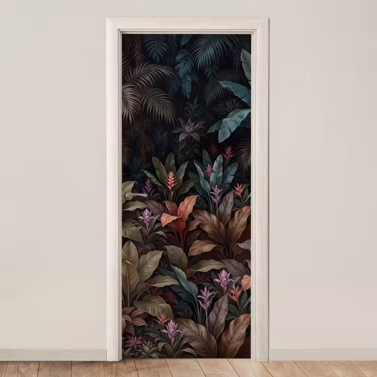 Planten - Tropisch - Jungle - Donker - Natuur deurposter klein -3d_beige