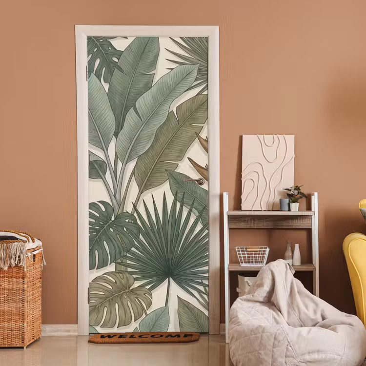 Planten - Tropisch - Natuur - Illustratie - Groen deurposter klein -sfeer1