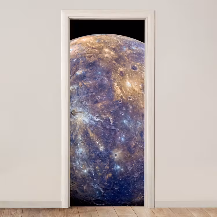 Türtapete - Planet – Krater – Weltraum - Planeet - Kraters - Ruimte deurposter klein
