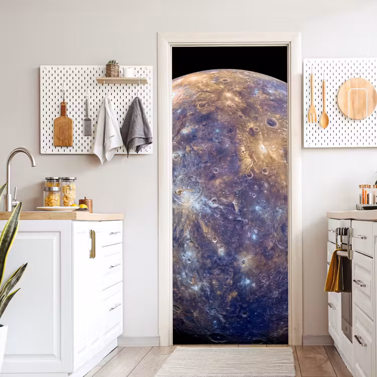 Türtapete - Planet – Krater – Weltraum - Planeet - Kraters - Ruimte deurposter klein
