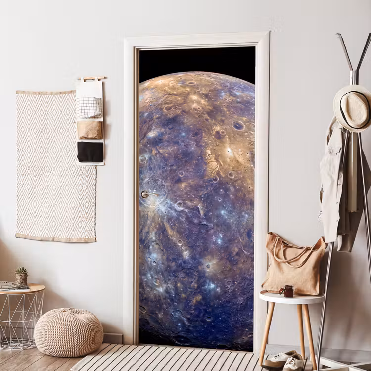 Türtapete - Planet – Krater – Weltraum - Planeet - Kraters - Ruimte deurposter klein
