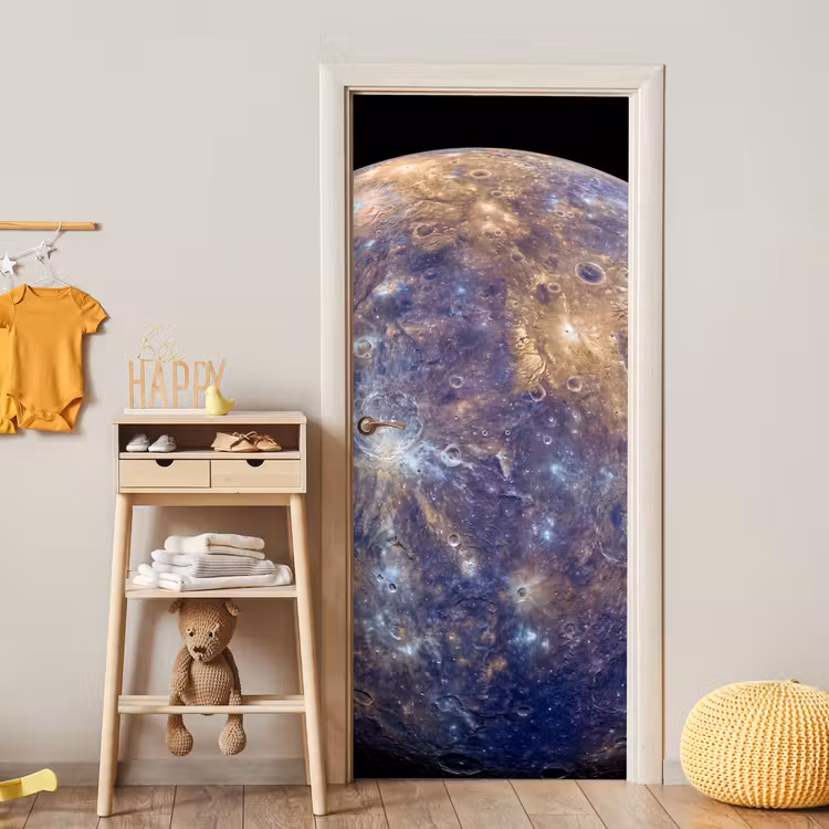 Türtapete - Planet – Krater – Weltraum - Planeet - Kraters - Ruimte deurposter klein