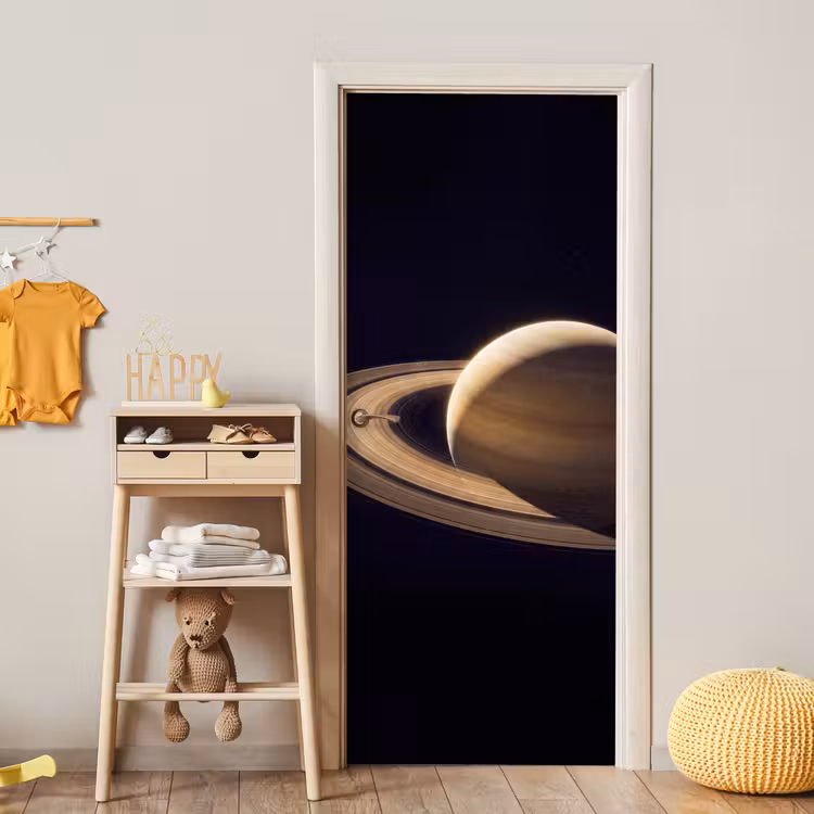 Türtapete - Planet – Ringe – Weltraum - Planeet - Ringen - Ruimte deurposter klein