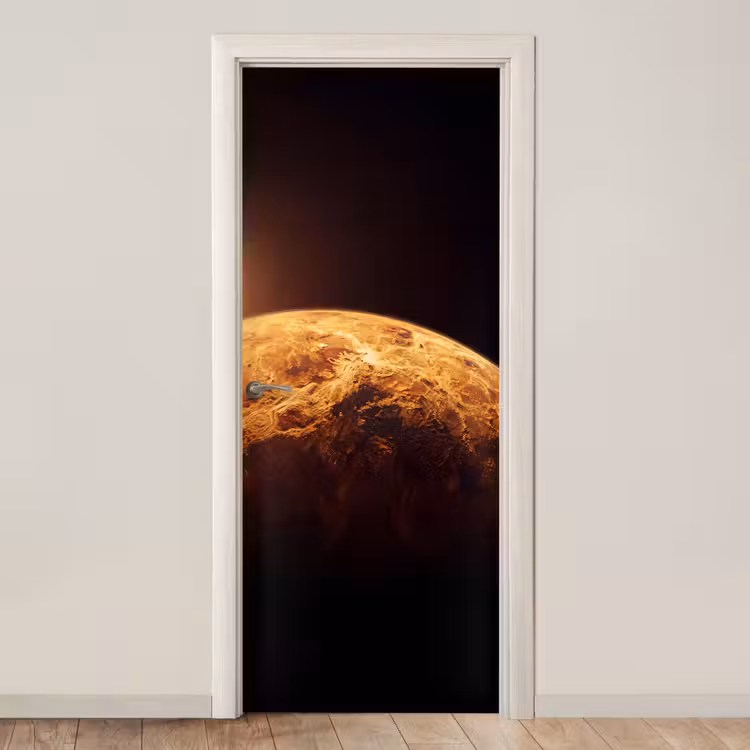 Türtapete - Planet – Weltraum – Orange - Planeet - Ruimte - Oranje deurposter klein