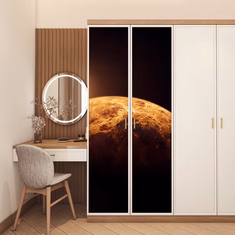 Türtapete - Planet – Weltraum – Orange - Planeet - Ruimte - Oranje deurposter klein