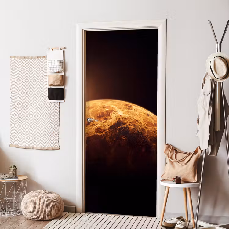 Türtapete - Planet – Weltraum – Orange - Planeet - Ruimte - Oranje deurposter klein