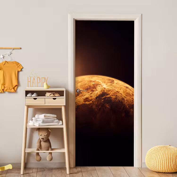 Türtapete - Planet – Weltraum – Orange - Planeet - Ruimte - Oranje deurposter klein