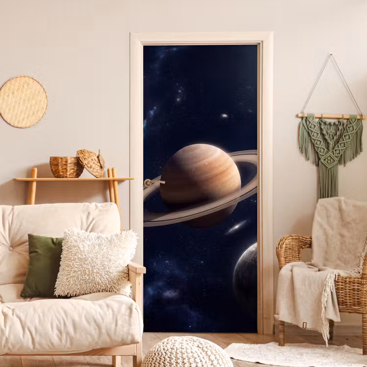 Planeten - Saturnus - Ruimte deurposter klein -sfeer2