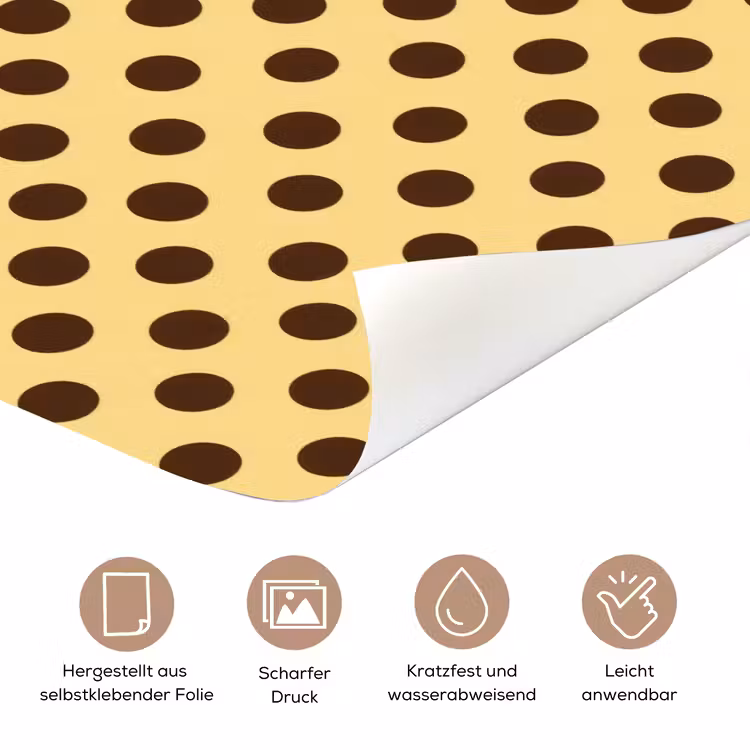 Polka Dot - Stippen - Retro - Geel - Bruin deurposter klein 289 -tcloseup_DE