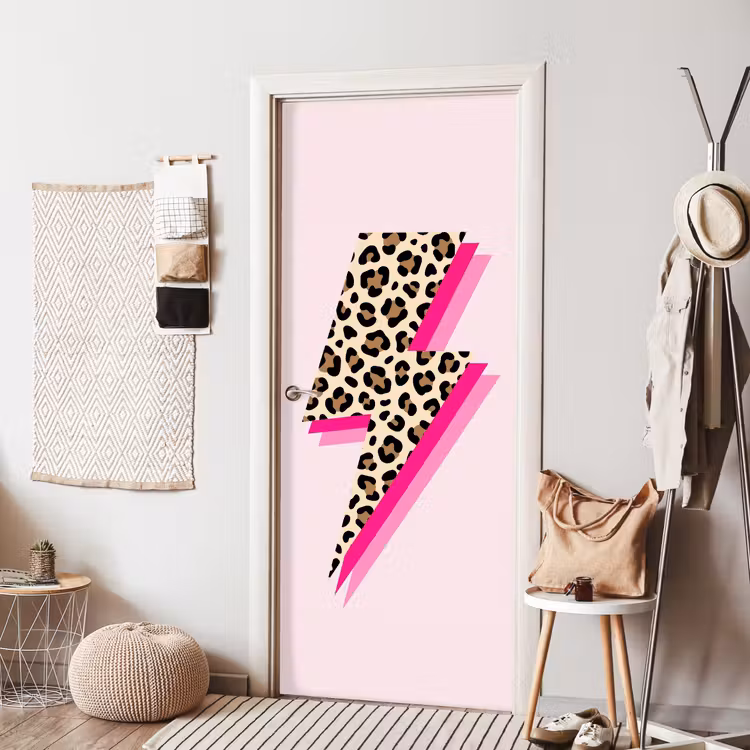 Stippen - Roze - Bliksem deurposter klein -sfeer6