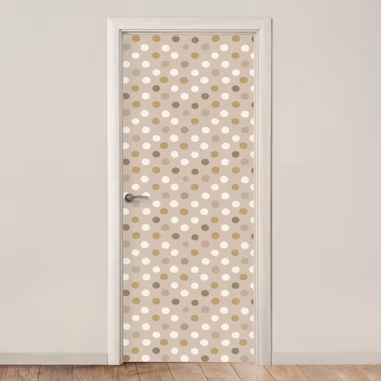 Polka - Dots - Beige deurposter klein 289 -3d_beige