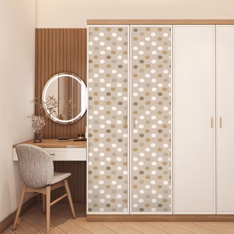 Polka - Dots - Beige deurposter klein 289 -sfeer3
