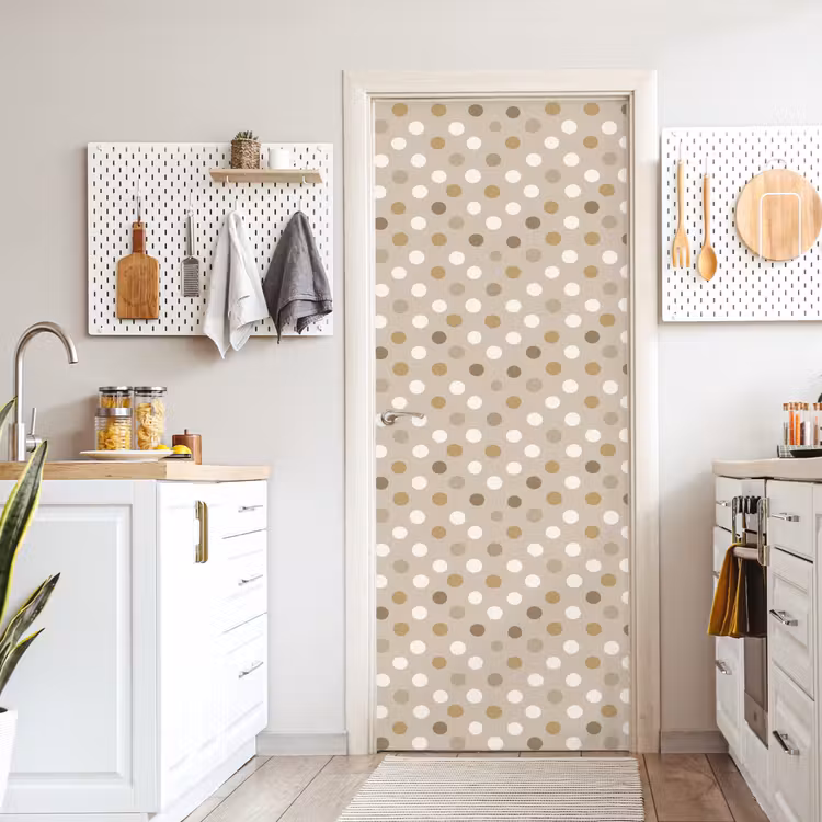 Polka - Dots - Beige deurposter klein 289 -sfeer5