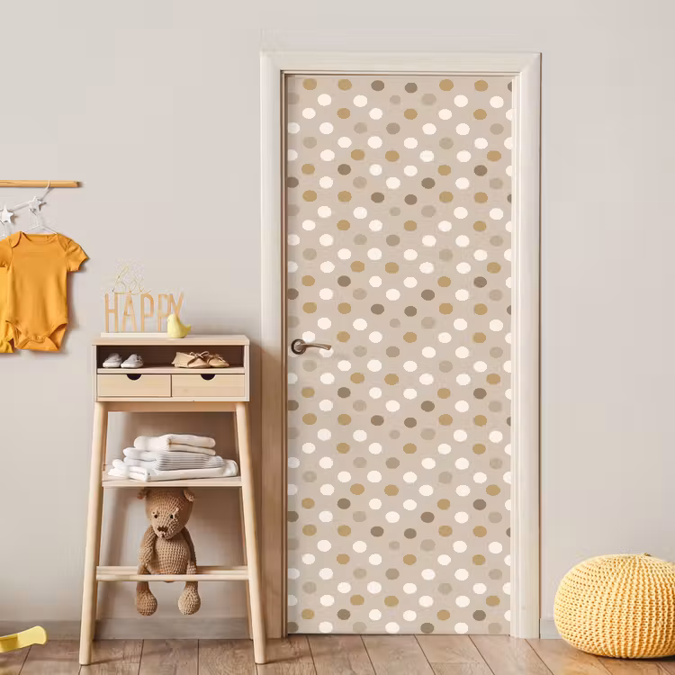 Polka - Dots - Beige deurposter klein 289 -sfeer4