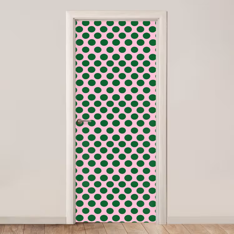 Polkadots - Patroon - Groen deurposter klein 289 -3d_beige