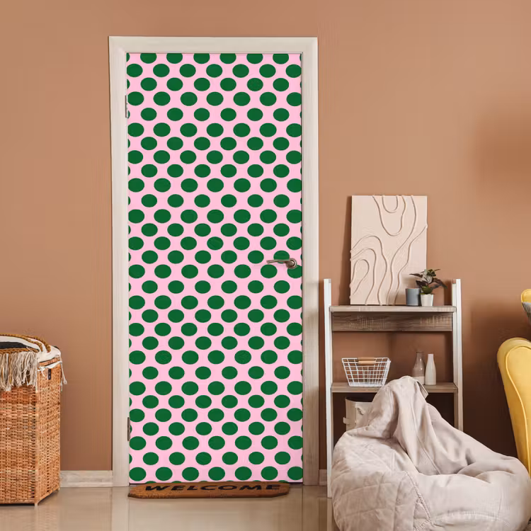 Polkadots - Patroon - Groen deurposter klein 289 -sfeer1