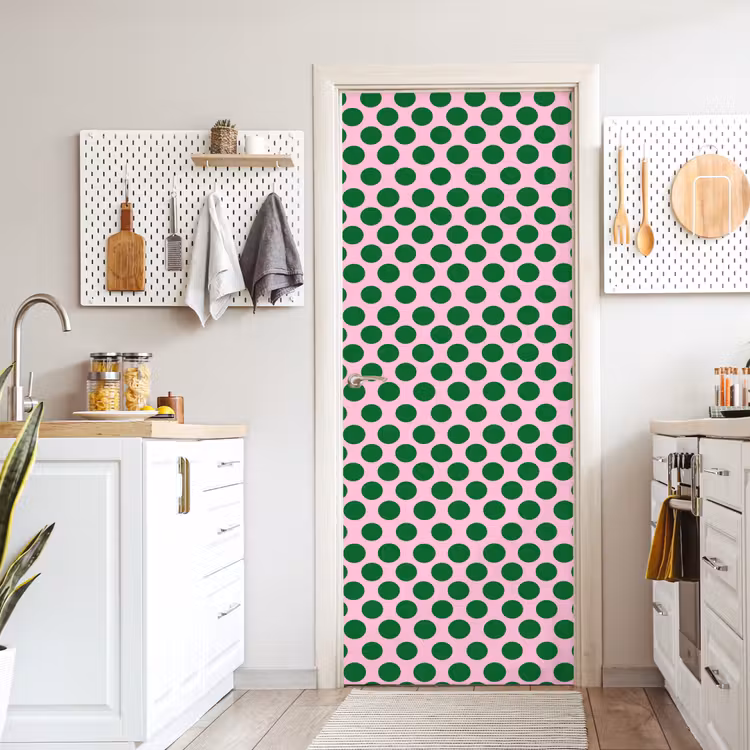 Polkadots - Patroon - Groen deurposter klein 289 -sfeer5