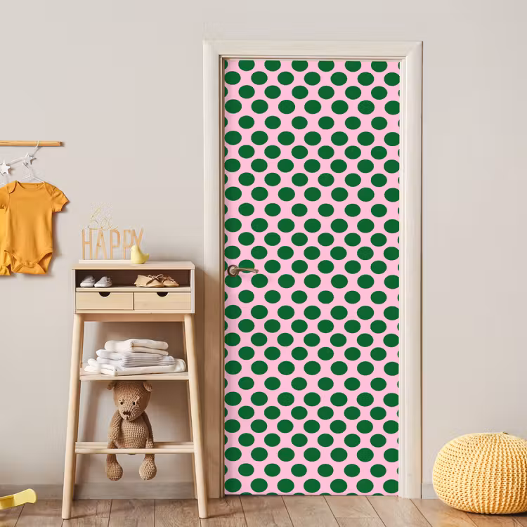 Polkadots - Patroon - Groen deurposter klein 289 -sfeer4
