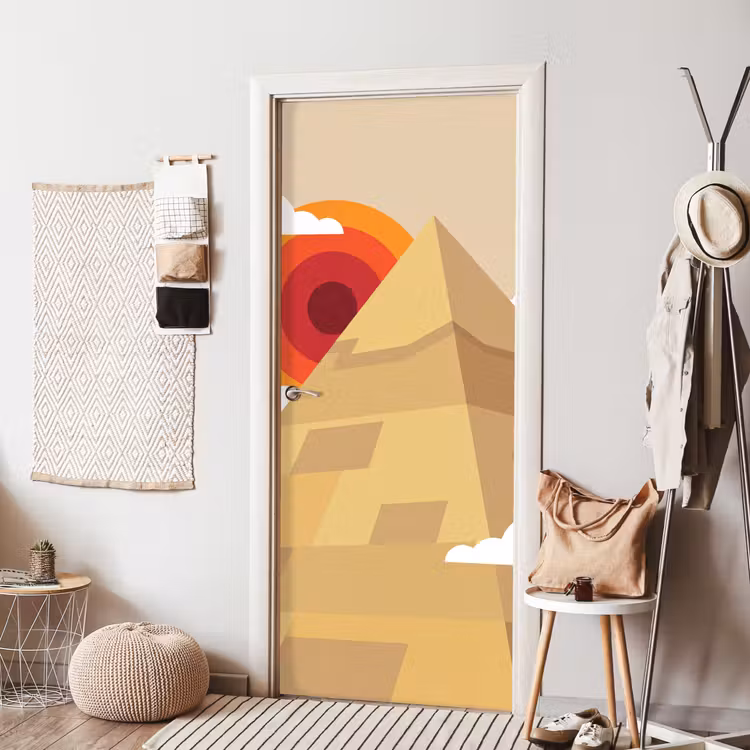 Piramide - Zon - Woestijn - Modern - Oranje deurposter klein -sfeer6