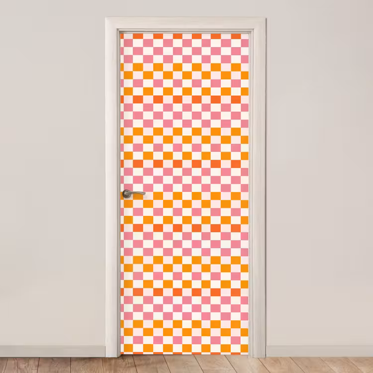 Vierkant - Patroon - Oranje deurposter klein 289 -3d_beige