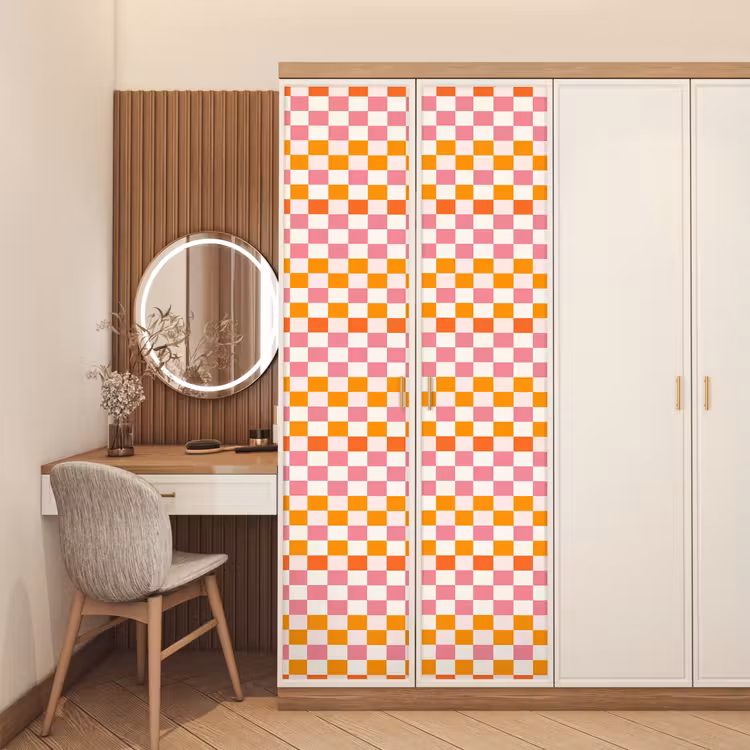 Vierkant - Patroon - Oranje deurposter klein 289 -sfeer3