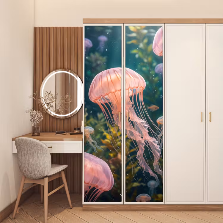 Kwal - Roze - Onderwater - Zeeleven - Dieren deurposter klein -sfeer3