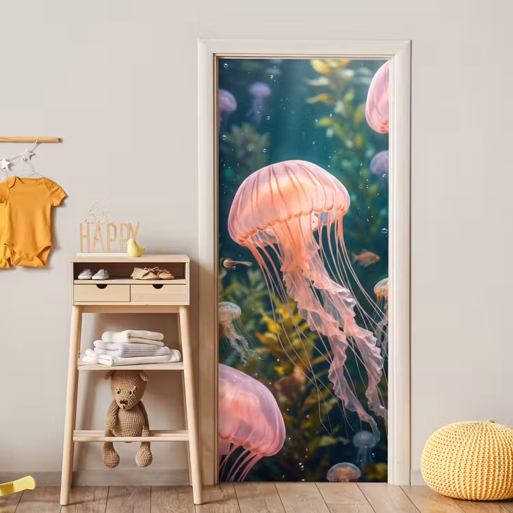 Kwal - Roze - Onderwater - Zeeleven - Dieren deurposter klein -sfeer4