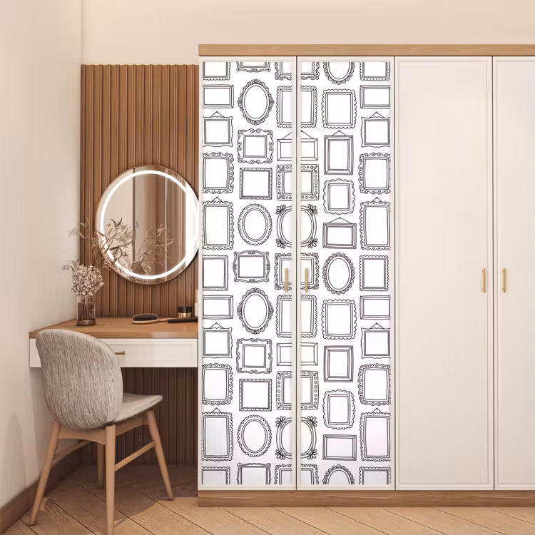 Lijsten - Patroon - Decoratie - Schets - Zwart-wit deurposter klein -sfeer3