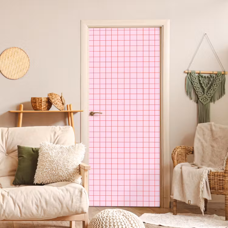 Raster - Patroon - Roze deurposter klein 289 -sfeer2