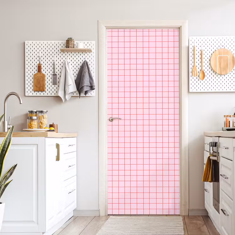 Raster - Patroon - Roze deurposter klein 289 -sfeer5