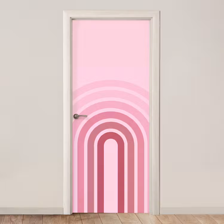 Regenboog - Roze - Abstract - Modern - Minimalistisch deurposter klein -3d_beige